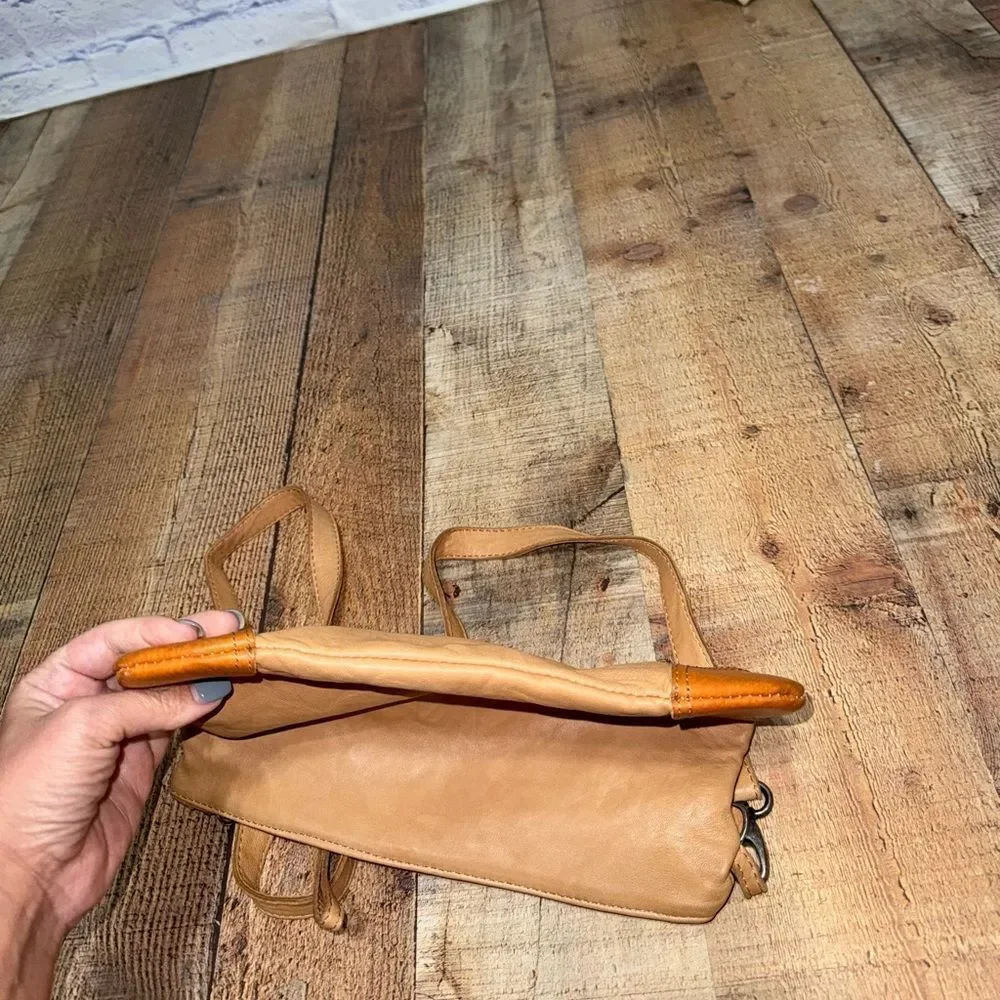 GIORGIA MILANI Purse Shoulder Crossbody Bag Tan Italian Leather Western Silver